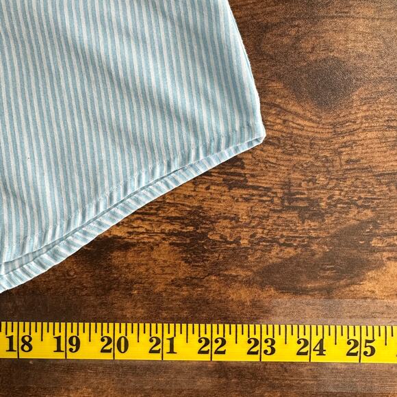 Jones New York Button Down Shirt Large Blue White Stripe Beachy Preppy Coastal - Picture 4 of 8
